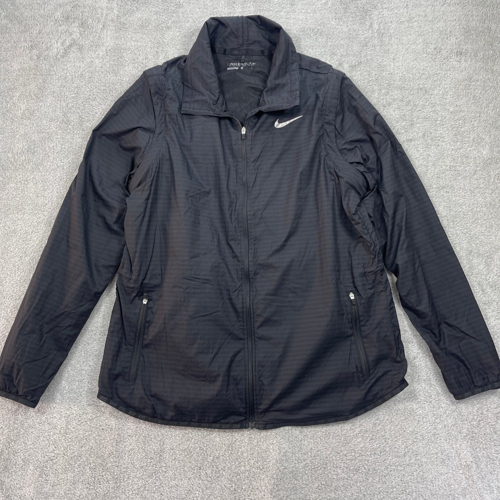 Nike Golf Flight Windbreaker Jacket Womens L Black Full Zip Convertible Vest